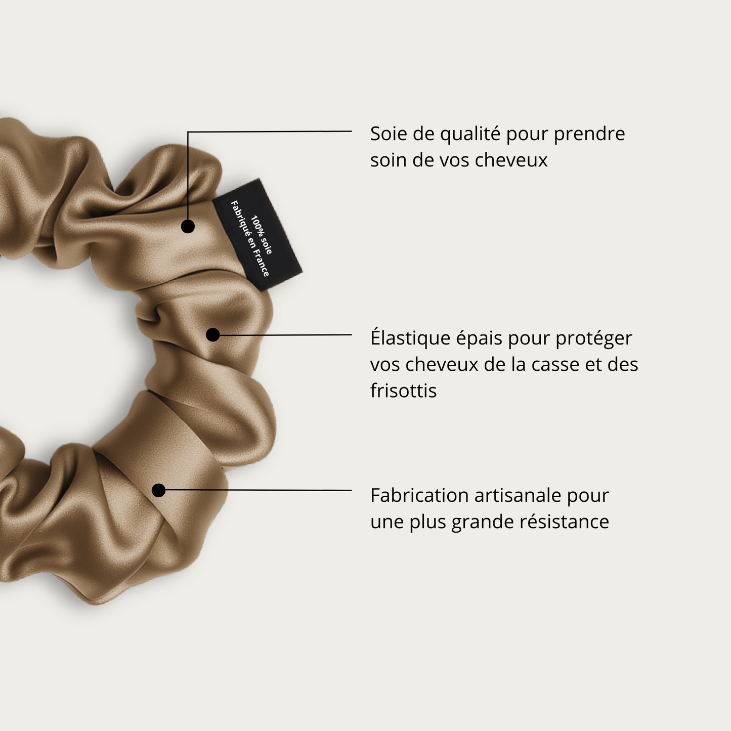 Chouchou 100% soie - Beige