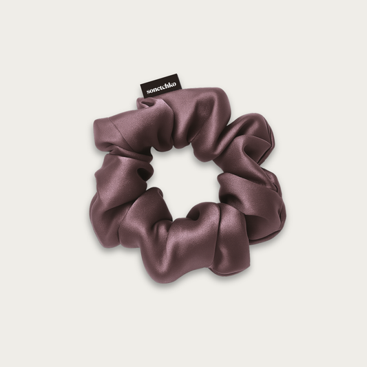 Chouchou 100% soie - Rose chocolat